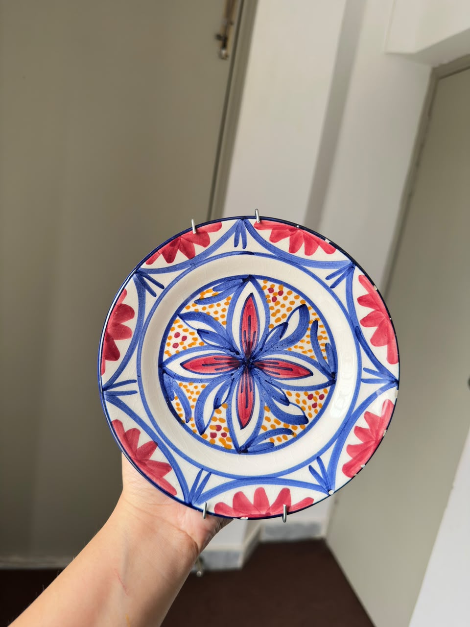 Hand-Painted Mediterranean Floral Plate