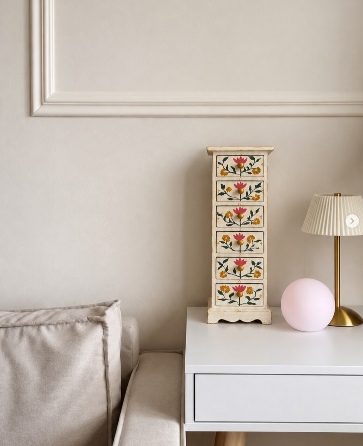 Hand-Painted Floral Jewellery Chest